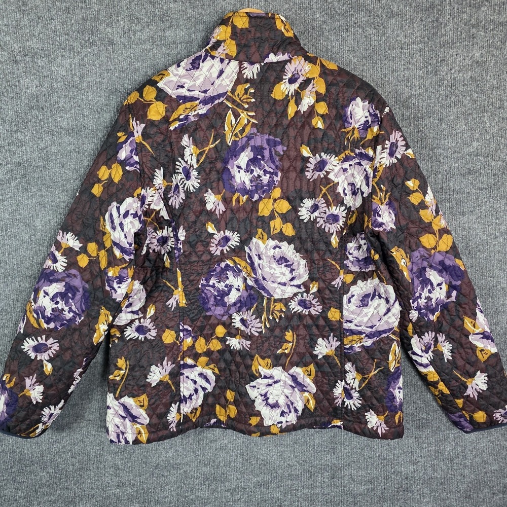 Lands End Jacket Women's XL Quilted Puffer Purple Floral Barn‎ Chore Ranch Coat - Picture 4 of 8